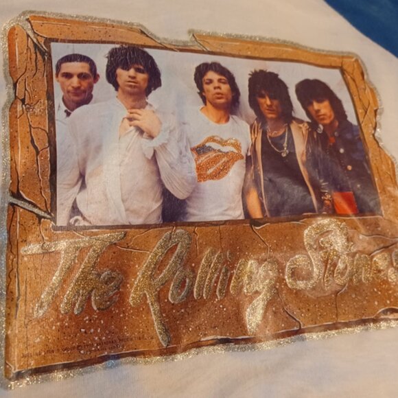 Vtg 1978 Rolling Stones Glitter Iron On Raglan Tee Sz S/M - Picture 2 of 5